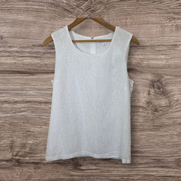 cleo Tops - ⭐️Cleo White Tank Top with Mesh Overlay Size XS